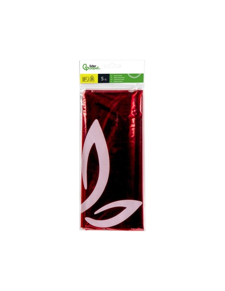 PAPEL CELOFAN LIDERPAPEL 50X70 CM 22G/M2 BOLSA DE 5 HOJAS ROJO