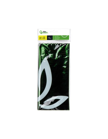 PAPEL CELOFAN LIDERPAPEL 50X70 CM 22G/M2 BOLSA DE 5 HOJAS VERDE