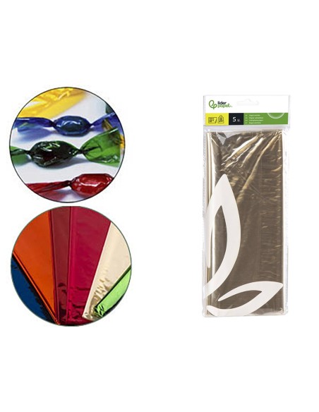 PAPEL CELOFAN LIDERPAPEL 50X70 CM 22G/M2 BOLSA DE 5 H.TRANSPARENTE