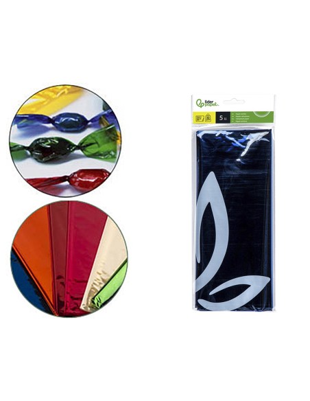 PAPEL CELOFAN LIDERPAPEL 50X70 CM 22G/M2 BOLSA DE 5 HOJAS AZUL