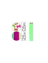 PAPEL CRESPON LIDERPAPEL 50 CM X 2,5 M 34G/M2 VERDE FLUORESCENTE CP37 2