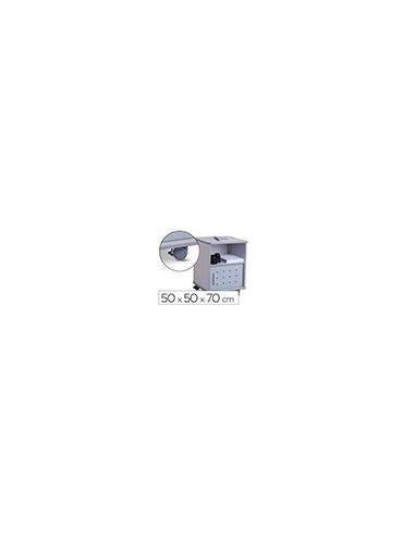 MESA AUX. ROCADA RD-4030 MELAMINA RUEDAS PUERTA MET.GRIS 50X50X70