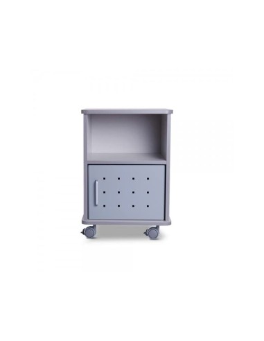 MESA AUX. ROCADA RD-4030 MELAMINA RUEDAS PUERTA MET.GRIS 50X50X70