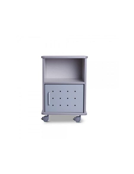 MESA AUX. ROCADA RD-4030 MELAMINA RUEDAS PUERTA MET.GRIS 50X50X70