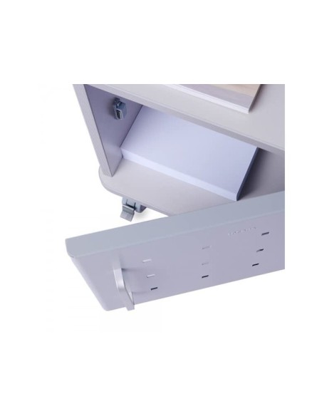 MESA AUX. ROCADA RD-4030 MELAMINA RUEDAS PUERTA MET.GRIS 50X50X70