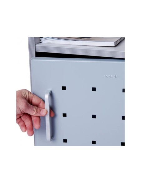 MESA AUX. ROCADA RD-4030 MELAMINA RUEDAS PUERTA MET.GRIS 50X50X70