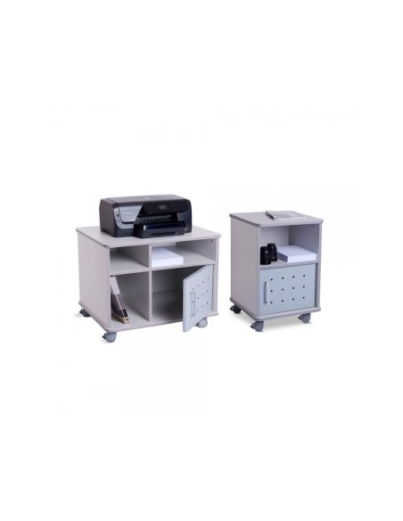 MESA AUX. ROCADA RD-4030 MELAMINA RUEDAS PUERTA MET.GRIS 50X50X70