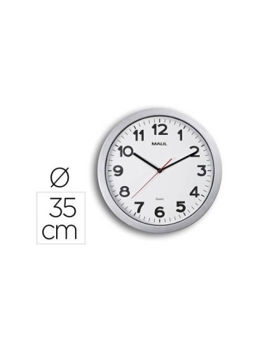RELOJ MAUL STEP PARED REDONDO 35 CM DIAMETRO ELECTRICO PLATA