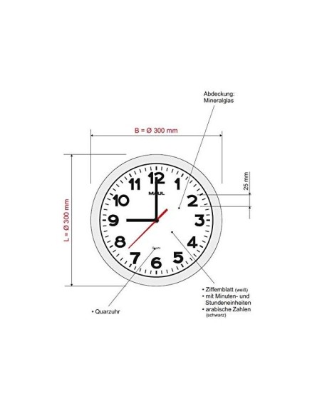 RELOJ MAUL STEP PARED REDONDO 30 CM DIAMETRO ELECTRICO PLATA