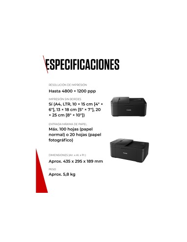 CANON PIXMA TR4750I TINTA 8 PPM NG./4 PPM A4 WIFI ESCANER