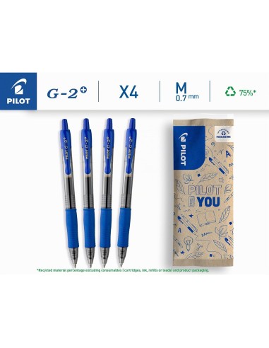 BOLIGRAFO PILOT G-2 AZ. TURQ.TINTA GEL RETRACTIL SUJECION CAUCHO
