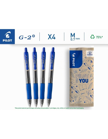 BOLIGRAFO PILOT G-2 AZ. TURQ.TINTA GEL RETRACTIL SUJECION CAUCHO