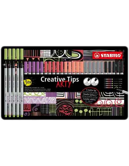 ROTULADOR STABILO CREATIVE TIPS ARTY LINE PASTEL 5P. DIF. METALICO 30