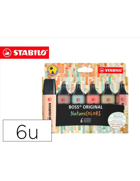 ROTULADOR STABILO BOSS PASTEL FLUOR.70 NATURE COLORS  6 UD.SURT.