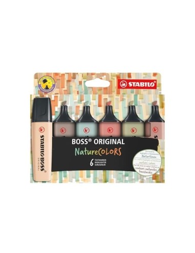 ROTULADOR STABILO BOSS PASTEL FLUOR.70 NATURE COLORS  6 UD.SURT.