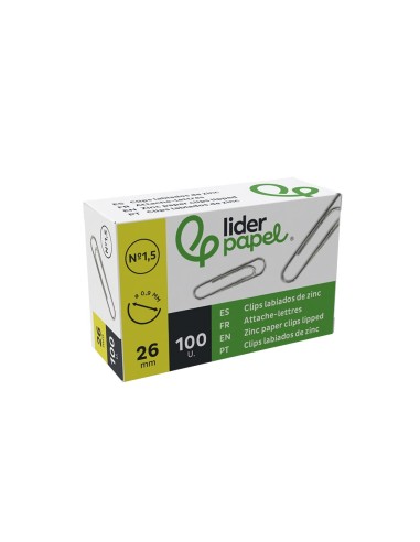 CLIPS LABIADOS Nº 1,5 26 MM CAJA 100 UDS.