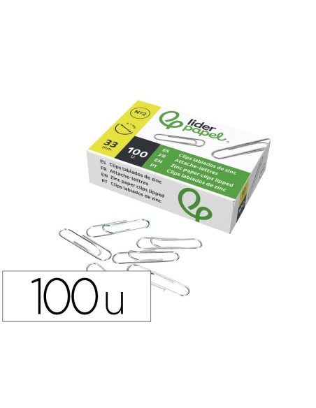 CLIPS LABIADOS Nº 2 33 MM CAJA 100 UDS.