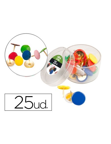 CHINCHETAS LIDERPAPEL PLASTIFICADAS CAJA 25UD.COLORES SURTIDOS