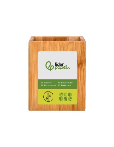 CUBILETE PORTALAPICES  BAMBU 100% NATURAL ECOUSE CUADRADO 80X80X100MM
