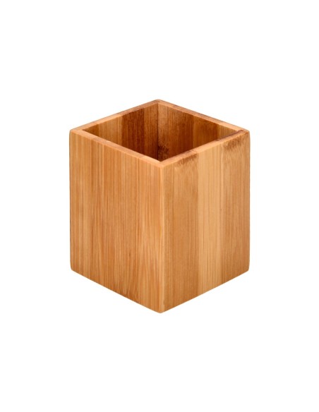 CUBILETE PORTALAPICES  BAMBU 100% NATURAL ECOUSE CUADRADO 80X80X100MM