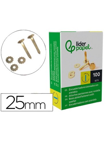 ENCUADERNADORES 25 MM C/ARANDELA LATONADOS CAJA 100
