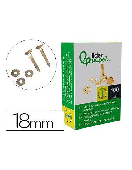 ENCUADERNADORES 18 MM C/ARANDELA LATONADOS CAJA 100