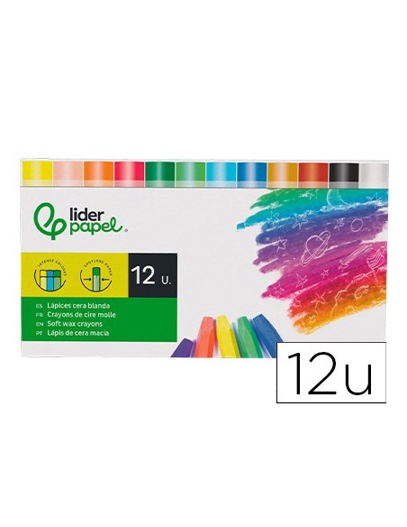LAPICES CERA BLANDA LIDERPAPEL-CAJA 12 COL.