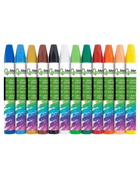 LAPICES CERA BLANDA LIDERPAPEL-CAJA 12 COL.