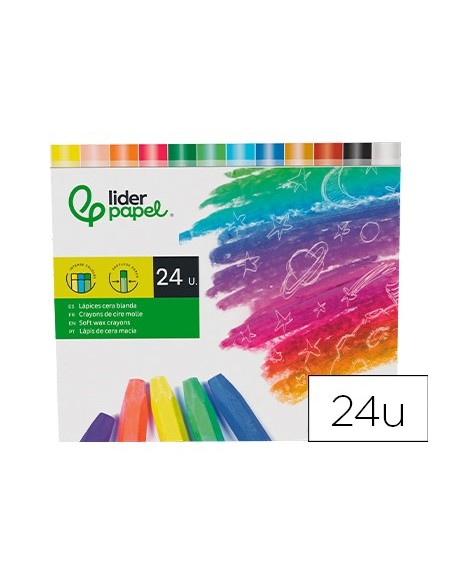 LAPICES CERA BLANDA LIDERPAPEL-CAJA 24 COL.