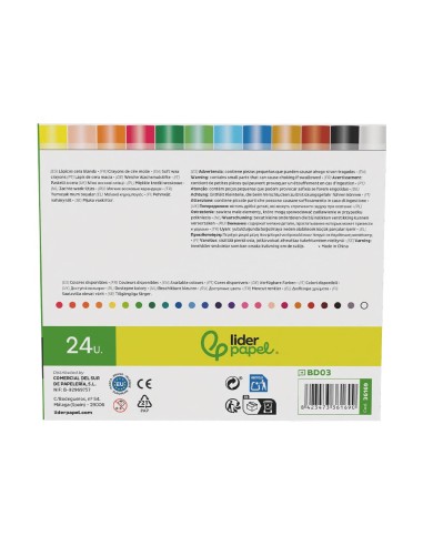 LAPICES CERA BLANDA LIDERPAPEL-CAJA 24 COL.
