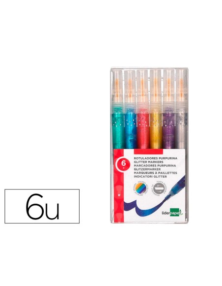ROTULADOR  EFECTO PURPURINA METALIZADA REVERSIBLE SURT.CAJA 6 UD.