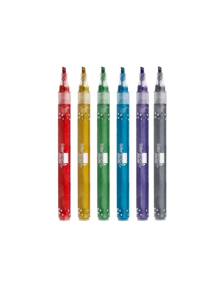 ROTULADOR  EFECTO PURPURINA METALIZADA REVERSIBLE SURT.CAJA 6 UD.