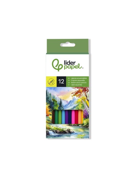 LAPICES DE COLORES ACUARELABLES LIDERPAPEL CAJA DE 12 COLORES LC09