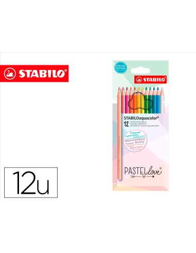 LAPICES STABILO AQUACOLOR ACUARELABLES PASTEL LOVE  CARTON 12 SURT.