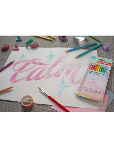 LAPICES STABILO AQUACOLOR ACUARELABLES PASTEL LOVE  CARTON 12 SURT.