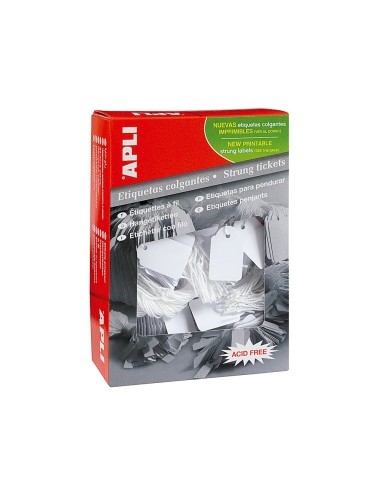 ETIQUETAS COLGANTES APLI 386 13X34MM 1000UD.