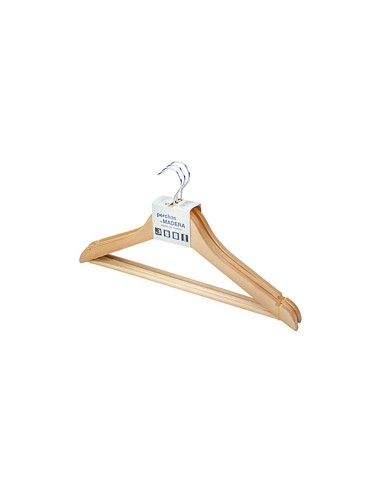 PERCHA ROZENBAL MADERA NATURAL BARNIZADA PACK DE 3 UNIDADES