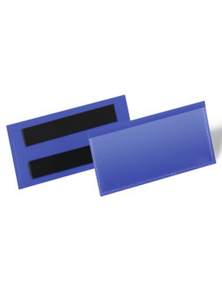 FUNDA DURABLE MAGNETICA 100X38MM.PLASTICO AZ.VENTANA TPTE.PACK 50 UD.