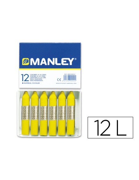 LAPICES CERA MANLEY UNICOLOR AMARILLO LIMON -CAJA DE 12 N.2