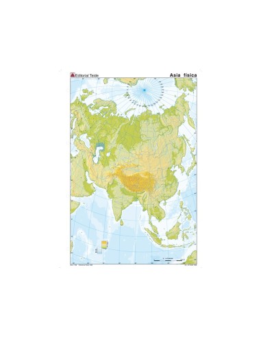 MAPA MUDO COLOR DIN A4 ASIA FISICO