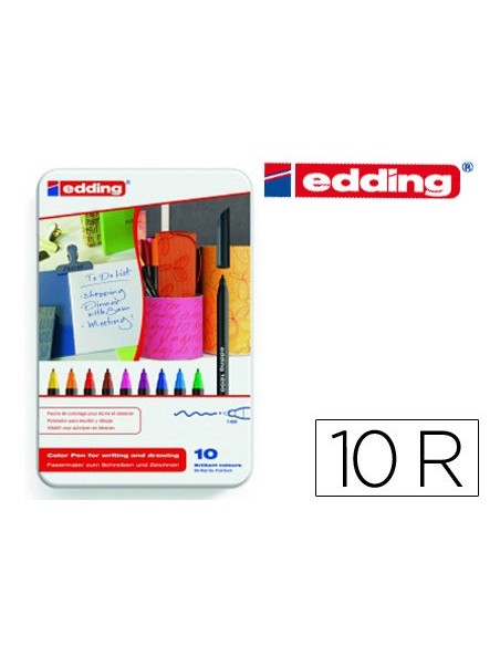 ROTULADOR EDDING PUNTA FIBRA 1200 CAJA 10 ROTULADORES PUNTA RED.0.5 M