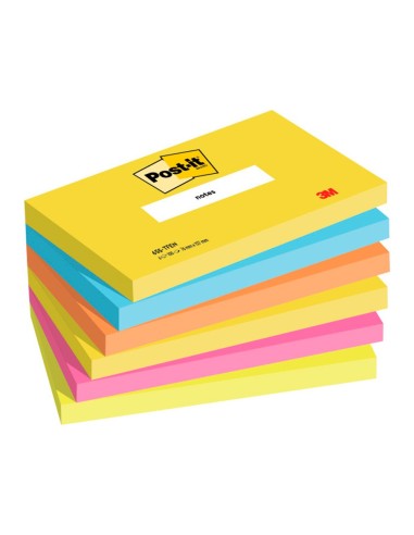 BLOC NOTAS ADH. POST-IT 76X127MM 6UD.100H. COL. SURT.