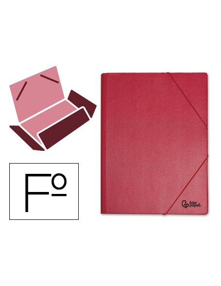 CARPETA GOMAS LIDERPAPEL FL PVC 3 SOLAPAS BURDEOS