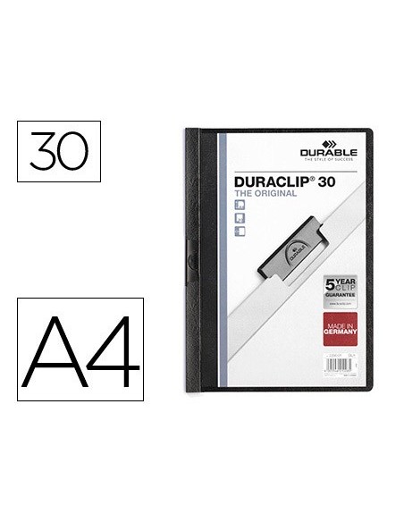 CARPETA DURACLIP DOSSIER PINZA LATERAL NEGRO CAP.30 H.