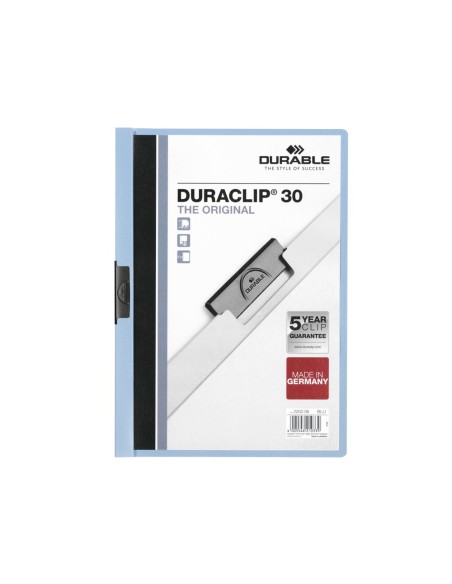 CARPETA DURACLIP DOSSIER PINZA LATERAL AZUL CAP.30 H.