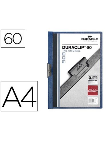 CARPETA DURACLIP DOSSIER PINZA LATERAL AZUL OSCURO CAP.60 H.