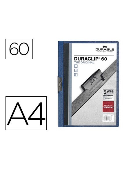 CARPETA DURACLIP DOSSIER PINZA LATERAL AZUL OSCURO CAP.60 H.