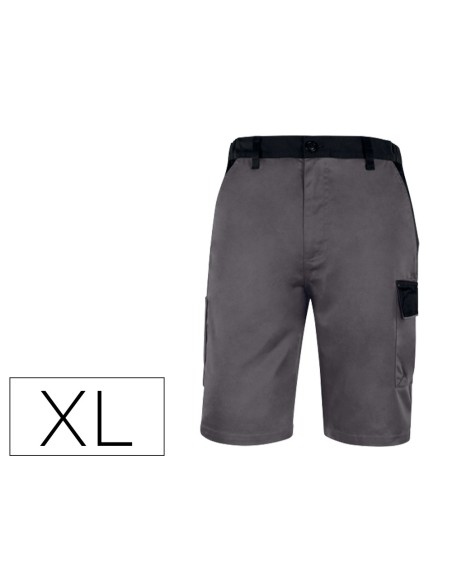 BERMUDA TRABAJO DELTAPLUS CINTURA AJUST.5 BOLS.COL.GRISVE.TALLA XL