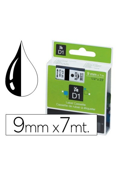 CINTA DYMO 40913 9MMX7MT NG./BL. D1