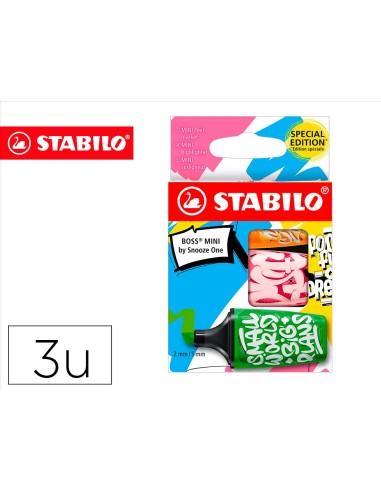 ROTULADOR STABILO BOSS MINI FLUOR.BY SNOOZE ONE  3 UD.SURT.